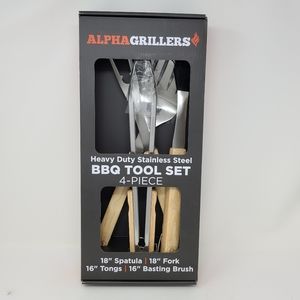 Alpha grillers Grill Set 4 piece BBQ Tools NWT Accessories Outdoor Heavy duty